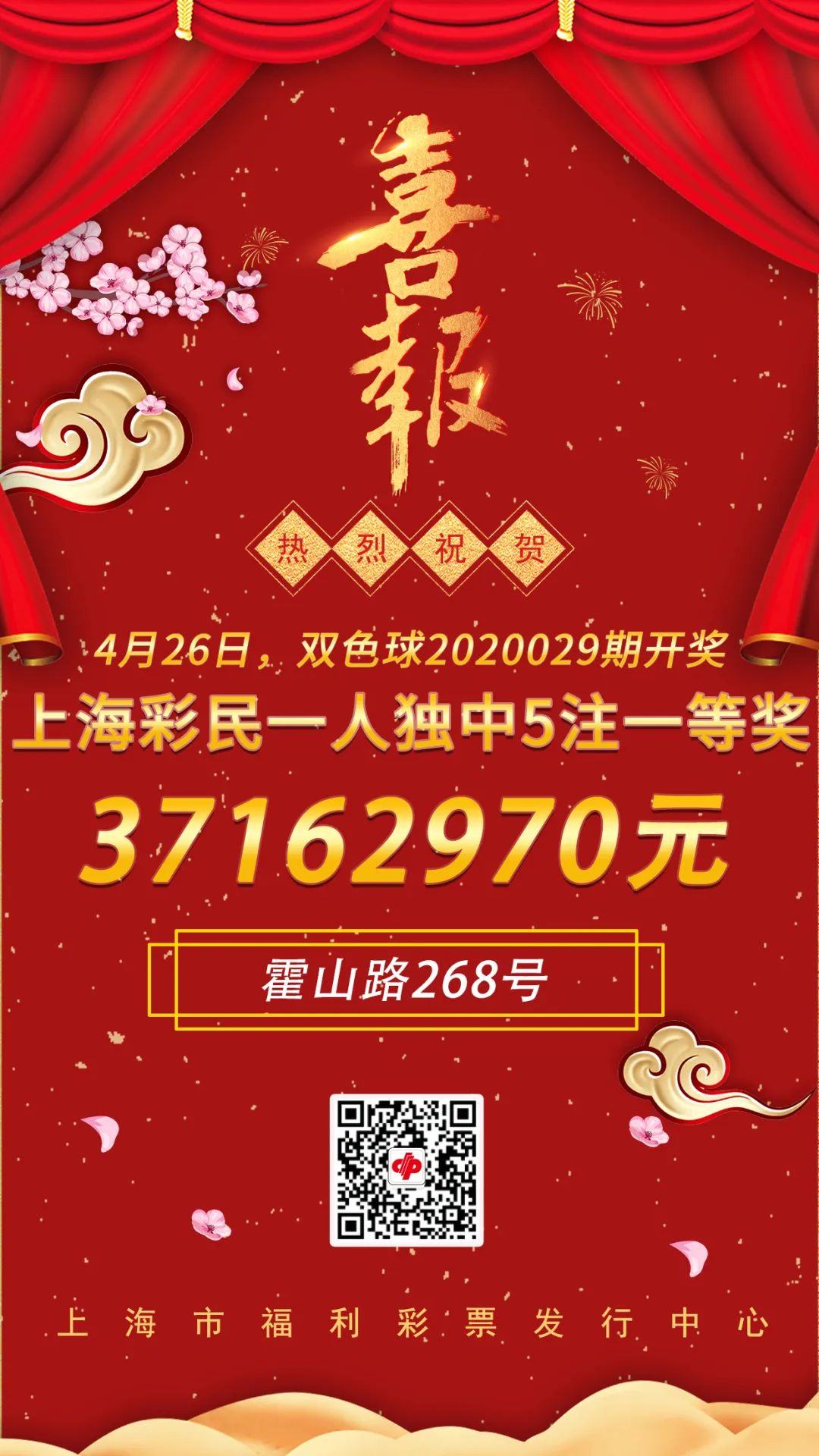 双色球2019053期，上海独揽5注头奖，幸运风暴席卷申城